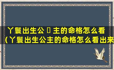 丫鬟出生公 ☘ 主的命格怎么看（丫鬟出生公主的命格怎么看出来）